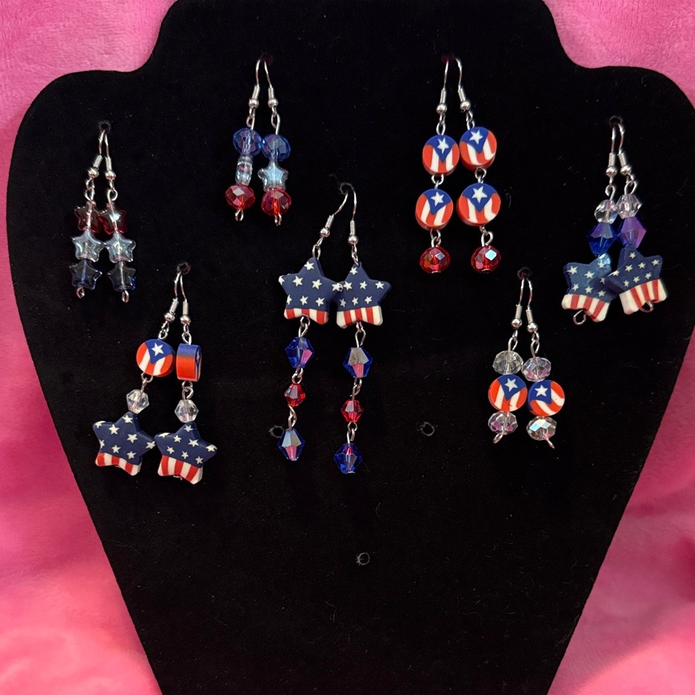 Patriotic Star Earrings Set